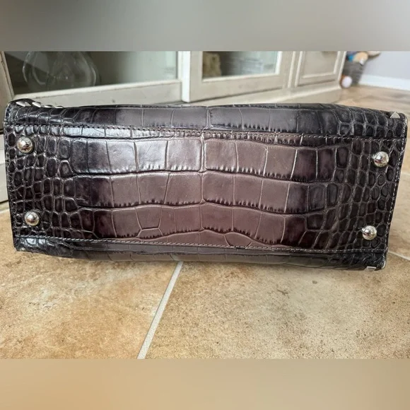 Michael Kors Grey Croc Embossed Hamilton Studded Tote - Picture 7 of 16